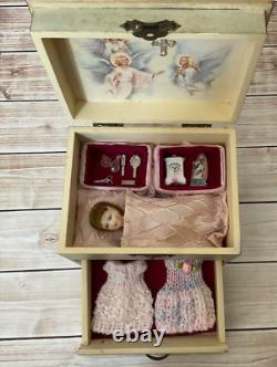 Vintage Porcelain Doll in Christian Travel Box with Accessories