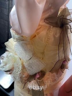 Vintage Porcelain Doll in Original Box Blonde Hair Yellow Dress 26 Victorian St