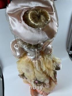 Vintage Porcelain Doll in Original Box Blonde Hair Yellow Dress 26 Victorian St