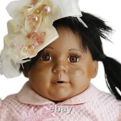 Vintage Porcelain Doll large dark skin beautiful eyes black hair 48 Cm Length
