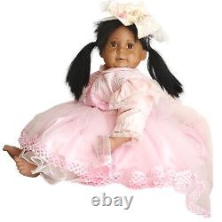 Vintage Porcelain Doll large dark skin beautiful eyes black hair 48 Cm Length