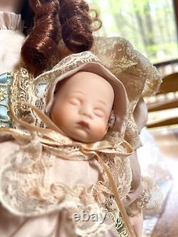 Vintage Porcelain Doll with Porcelain Baby, Real eyelashes