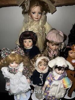 Vintage Porcelain Dolls Lot Of 16 Various Brands Excellent Condition