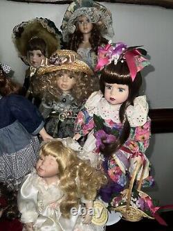 Vintage Porcelain Dolls Lot Of 16 Various Brands Excellent Condition