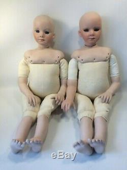 Vintage Porcelain Dolls Lot of 2 Rare Bisque Rotraut Schrott IMSCO 29 inch 1987