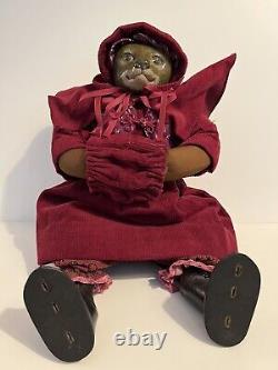 Vintage Porcelain Face BIG BAD WOLF Plush Doll Made In Thailand