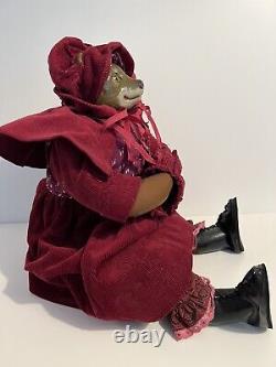 Vintage Porcelain Face BIG BAD WOLF Plush Doll Made In Thailand