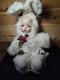 Vintage Porcelain Face Precious Baby Girl Plush Stuffed Bunny Suit 24 Blue Eyed