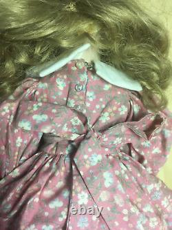 Vintage Porcelain Girl Doll 14 Blonde Blue Eyes Handmade Hand Sewn XI