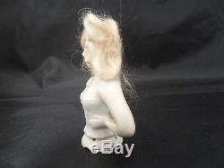 Vintage Porcelain Girl Pincushion Head / Half Doll Pin Cushion Germany