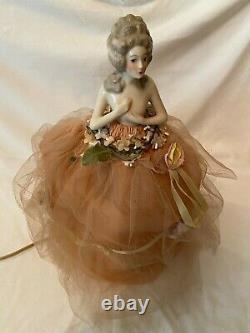 Vintage Porcelain Half Doll Lamp Lady Boudoir Lamp Antique