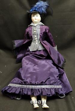 Vintage Porcelain Head 16 inch Doll withBisque Arms & LegsCloth Body