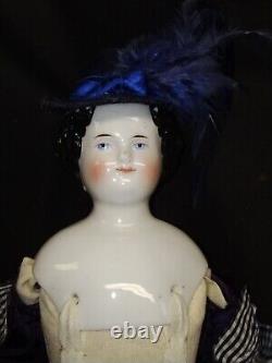 Vintage Porcelain Head 16 inch Doll withBisque Arms & LegsCloth Body