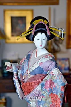 Vintage Porcelain Japanese Geisha Kimono Beautiful Doll Statue From Japan