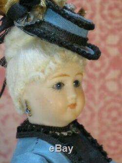 Vintage Porcelain Lady Doll in Gorgeous Blue Gown by Roz Dollhouse Miniature