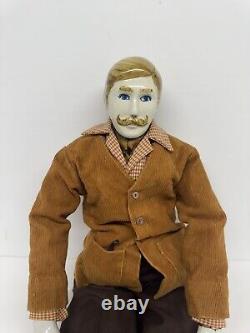 Vintage Porcelain Man Male Doll Twisted Mustache Pipe Doll Artisan 24 Large