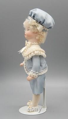 Vintage Porcelain Mignonette Victorian Little Boy Doll in Silk & Lace 6