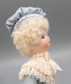 Vintage Porcelain Mignonette Victorian Little Boy Doll in Silk & Lace 6
