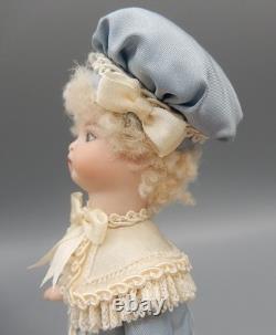 Vintage Porcelain Mignonette Victorian Little Boy Doll in Silk & Lace 6