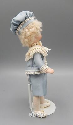 Vintage Porcelain Mignonette Victorian Little Boy Doll in Silk & Lace 6