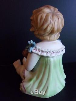 Vintage Porcelain Piano Baby Girl Holding Doll