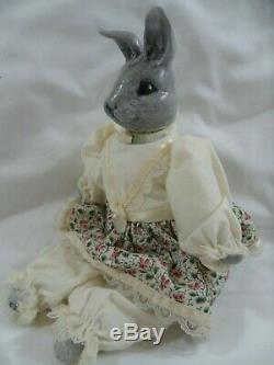 Vintage Porcelain Rabbit Head Victorian Style Dress Doll Paws Toes Hand Painted