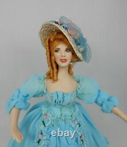 Vintage Porcelain Southern Belle Doll Red Hair Artisan Dollhouse Miniature 112