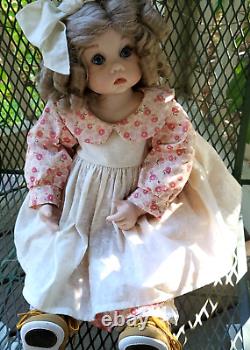 Vintage Porcelain/Stuffed Doll Hand Made Girl-sits- By Lena Murphy-RARE