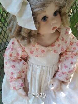 Vintage Porcelain/Stuffed Doll Hand Made Girl-sits- By Lena Murphy-RARE