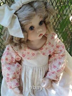 Vintage Porcelain/Stuffed Doll Hand Made Girl-sits- By Lena Murphy-RARE