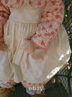 Vintage Porcelain/Stuffed Doll Hand Made Girl-sits- By Lena Murphy-RARE