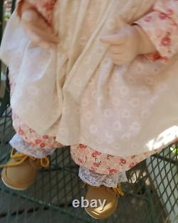 Vintage Porcelain/Stuffed Doll Hand Made Girl-sits- By Lena Murphy-RARE