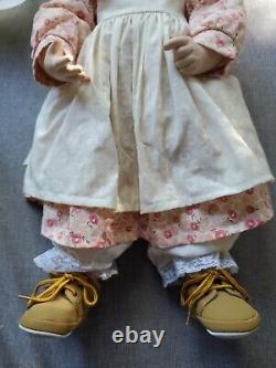 Vintage Porcelain/Stuffed Doll Hand Made Girl-sits- By Lena Murphy-RARE