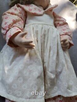 Vintage Porcelain/Stuffed Doll Hand Made Girl-sits- By Lena Murphy-RARE