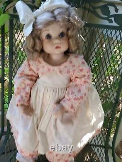 Vintage Porcelain/Stuffed Doll Hand Made Girl-sits- By Lena Murphy-RARE