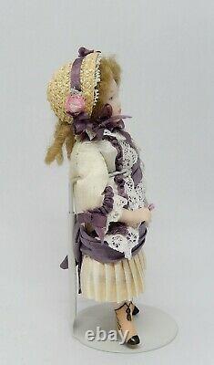Vintage Porcelain Victorian Girl Doll in Silk Dress Dollhouse Miniature 112