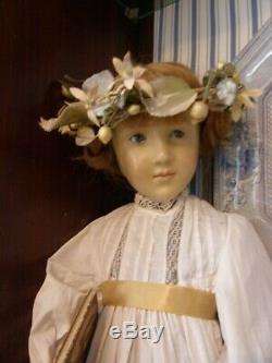 Vintage Porcelain and Wax Doll Brigitte Deval Doll Artist 1980s one of a kind