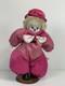 Vintage Q-tee Porcelain Doll & Metal Stand 14 Clown Theme Pink Rare