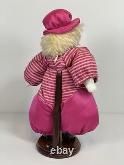 Vintage Q-tee Porcelain Doll & Metal Stand 14 Clown Theme Pink Rare