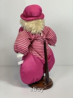 Vintage Q-tee Porcelain Doll & Metal Stand 14 Clown Theme Pink Rare