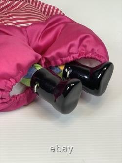 Vintage Q-tee Porcelain Doll & Metal Stand 14 Clown Theme Pink Rare