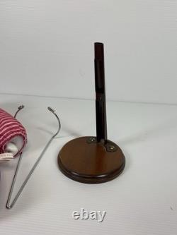 Vintage Q-tee Porcelain Doll & Metal Stand 14 Clown Theme Pink Rare