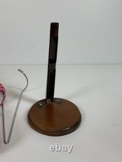 Vintage Q-tee Porcelain Doll & Metal Stand 14 Clown Theme Pink Rare