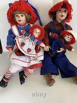 Vintage Raggedy Ann And Andy by Kelly RuBert Porcelain Collectible Doll Set