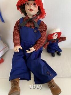 Vintage Raggedy Ann And Andy by Kelly RuBert Porcelain Collectible Doll Set