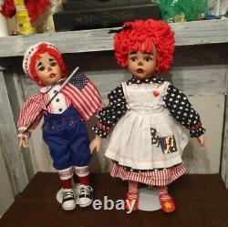 Vintage Raggedy Ann and Andy 2 foot tall porcelain dolls