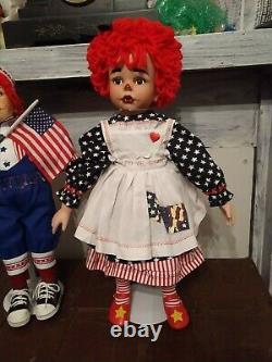 Vintage Raggedy Ann and Andy 2 foot tall porcelain dolls