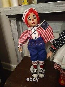 Vintage Raggedy Ann and Andy 2 foot tall porcelain dolls