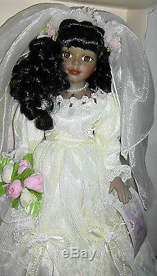 Vintage Rare Bisque Porcelain Collectible African American Bride Black Doll