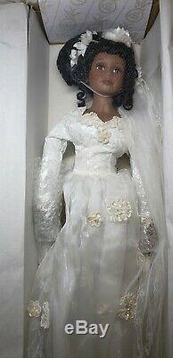 Vintage Rare Bisque Porcelain Collectible African American Bride Doll 27 tall